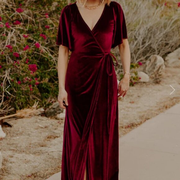 BNWT Baltic Born Meghan Velvet Wrap Maxi Dress - Mulberry - Picture 6 of 7